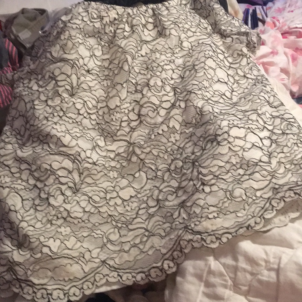 Floral lace white and black off the shoulder top